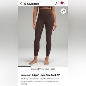 Lululemon Align 28” Espresso High-Rise Leggings
